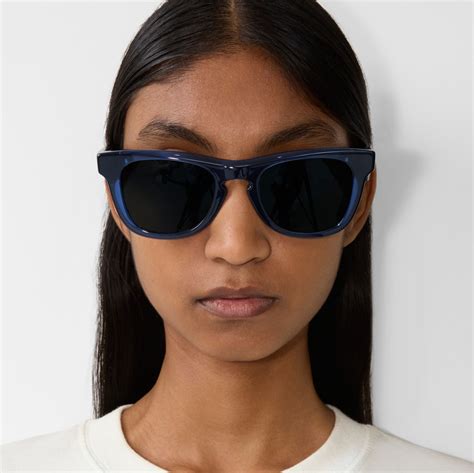 sunglasses with writing on lenses burberry|Arch Facet Sunglasses in Dark blue .